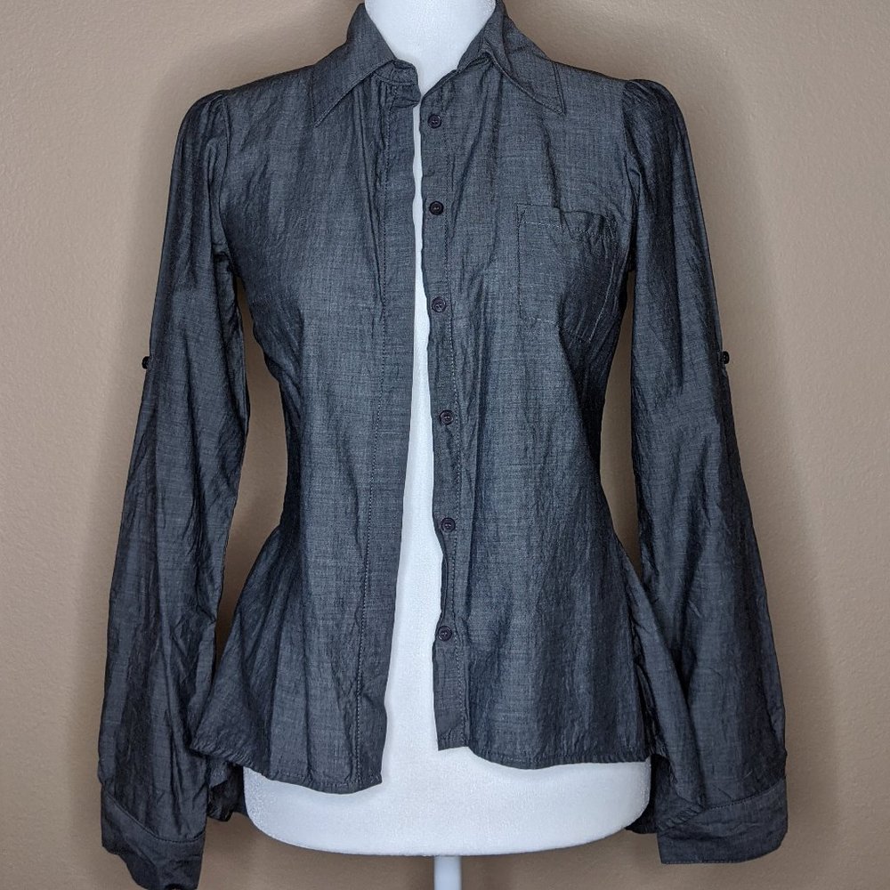 Xhilaration Chambray Peplum Button-Up